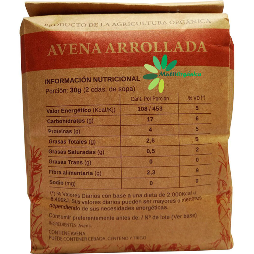 Avena Arrollada Tradicional Org Nica Campo Claro X Gr X Unidades