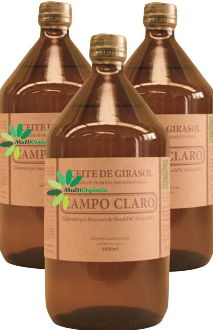 Aceite de girasol orgánico Campo Claro 1 lt. x 3 Unidades Alto Oleico -  MultiOrgánica